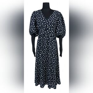 Navy Dress with White Heart Pattern